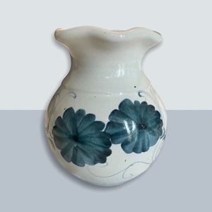 Vintage pottery scalloped vase signed